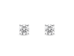 Front view of 1 carat total weight Lightbox Finest round brilliant solitaire studs