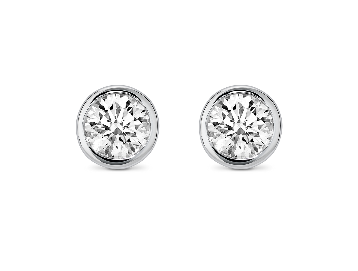 Basics Lab-Grown Diamond 1ct. tw. Round Brilliant Bezel Studs | White