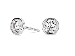 Basics Lab-Grown Diamond 1ct. tw. Round Brilliant Bezel Studs | White