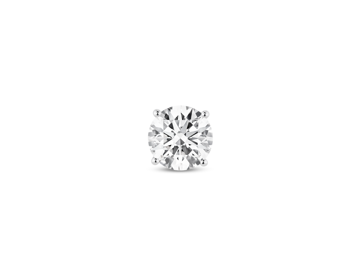 Finest Lab-Grown Diamond 1ct. Round Brilliant Solitaire Single Stud | White
