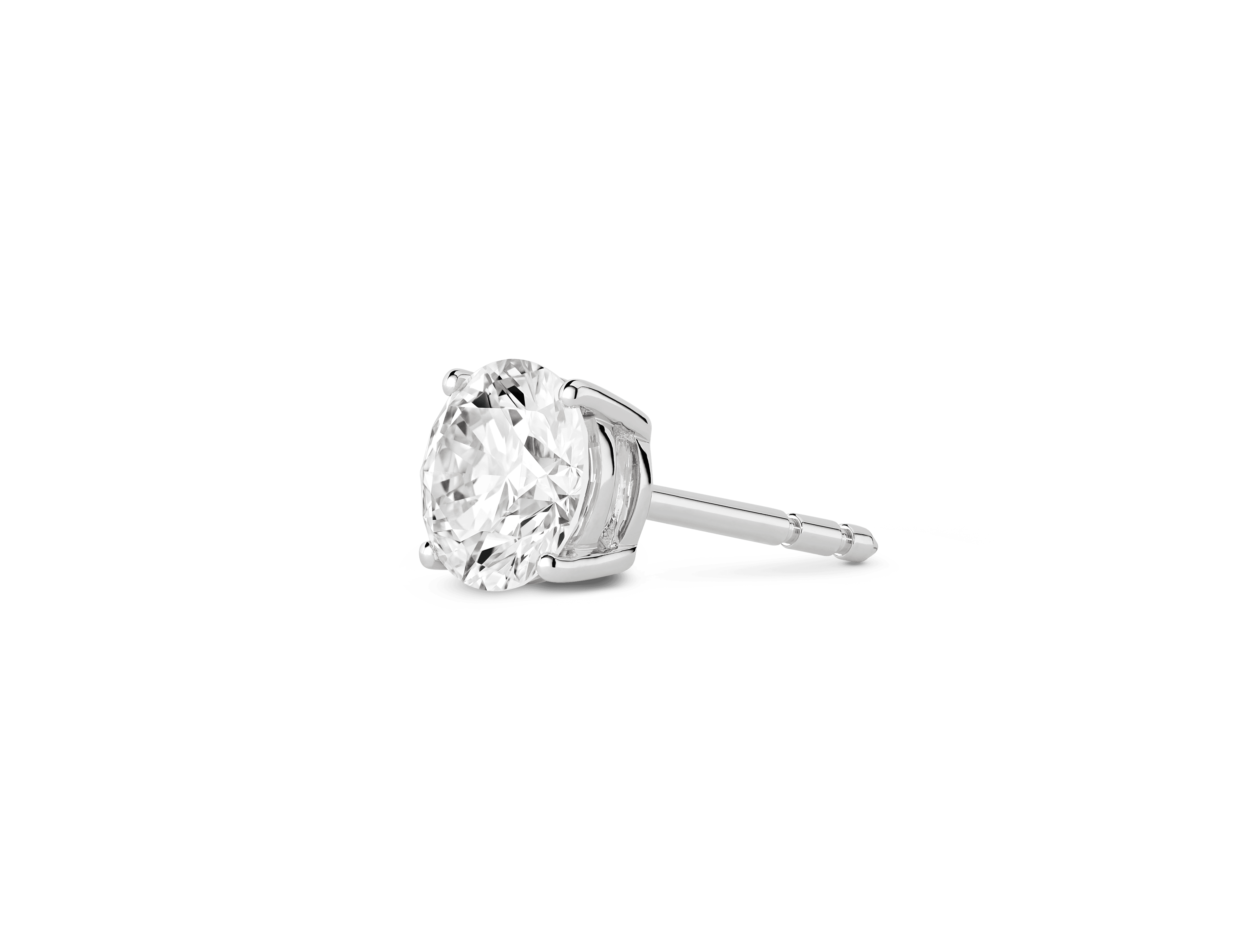 Finest Lab-Grown Diamond 1ct. Round Brilliant Solitaire Single Stud | White