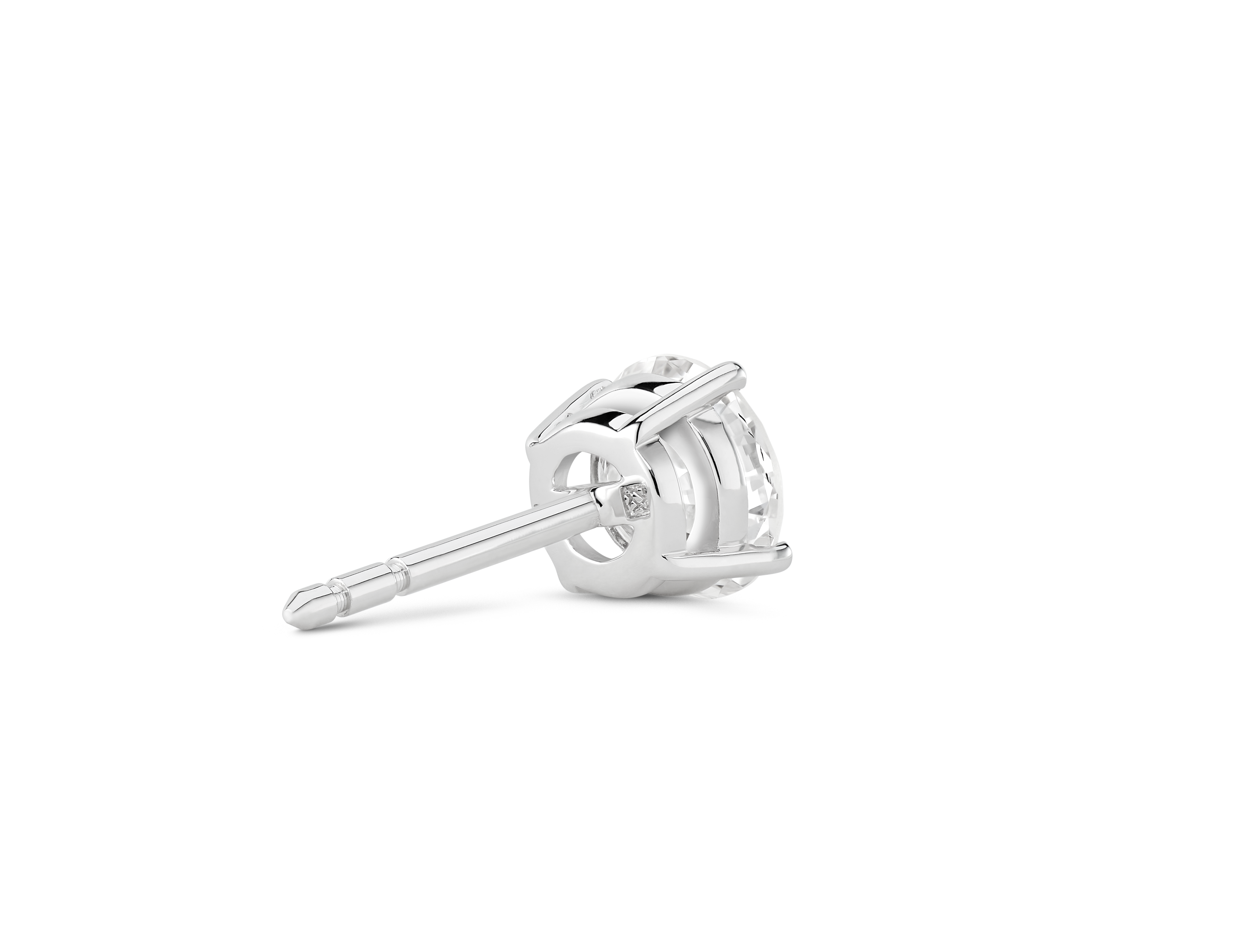 Finest Lab-Grown Diamond 1ct. Round Brilliant Solitaire Single Stud | White