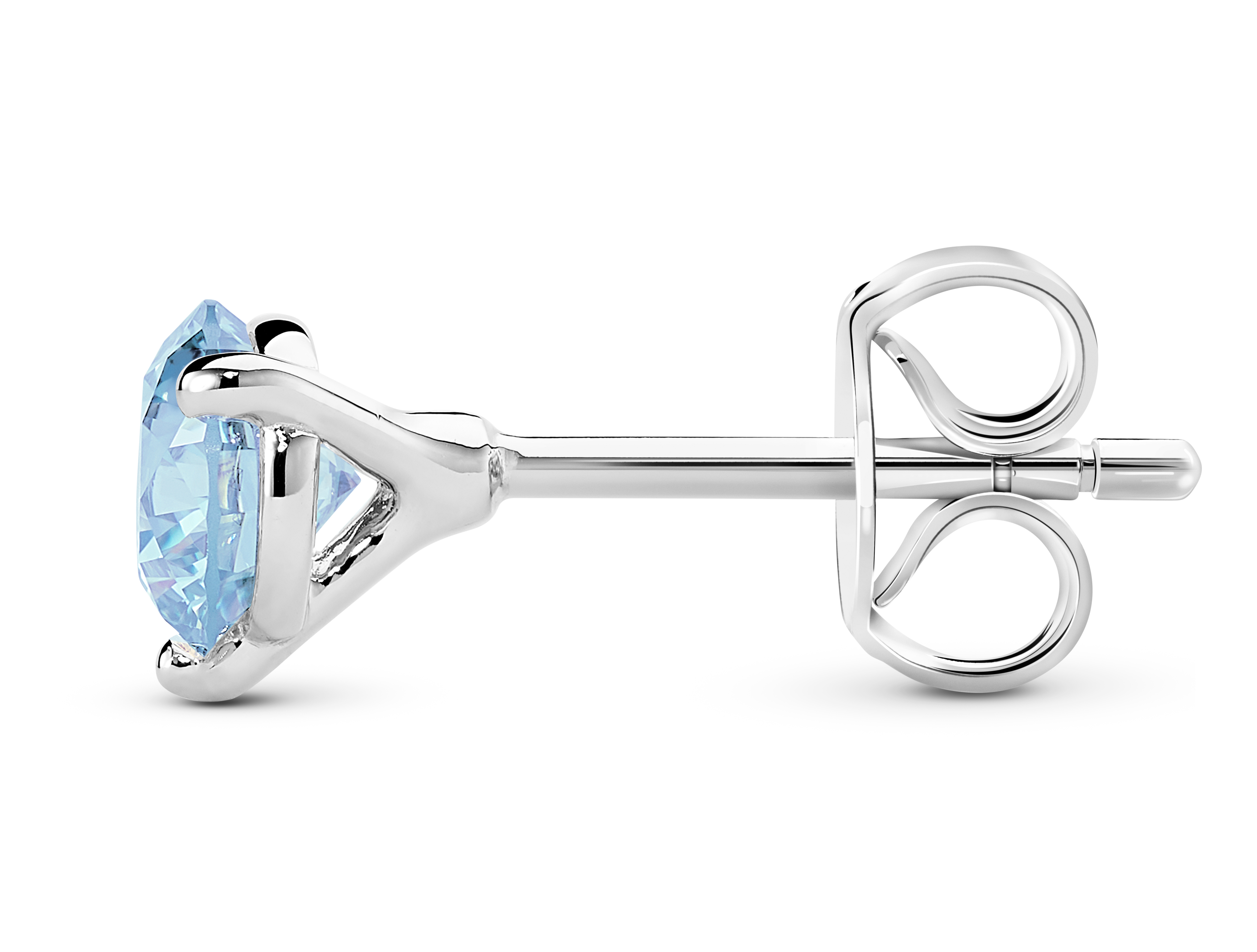 Side view of 14k white gold earring butterfly back