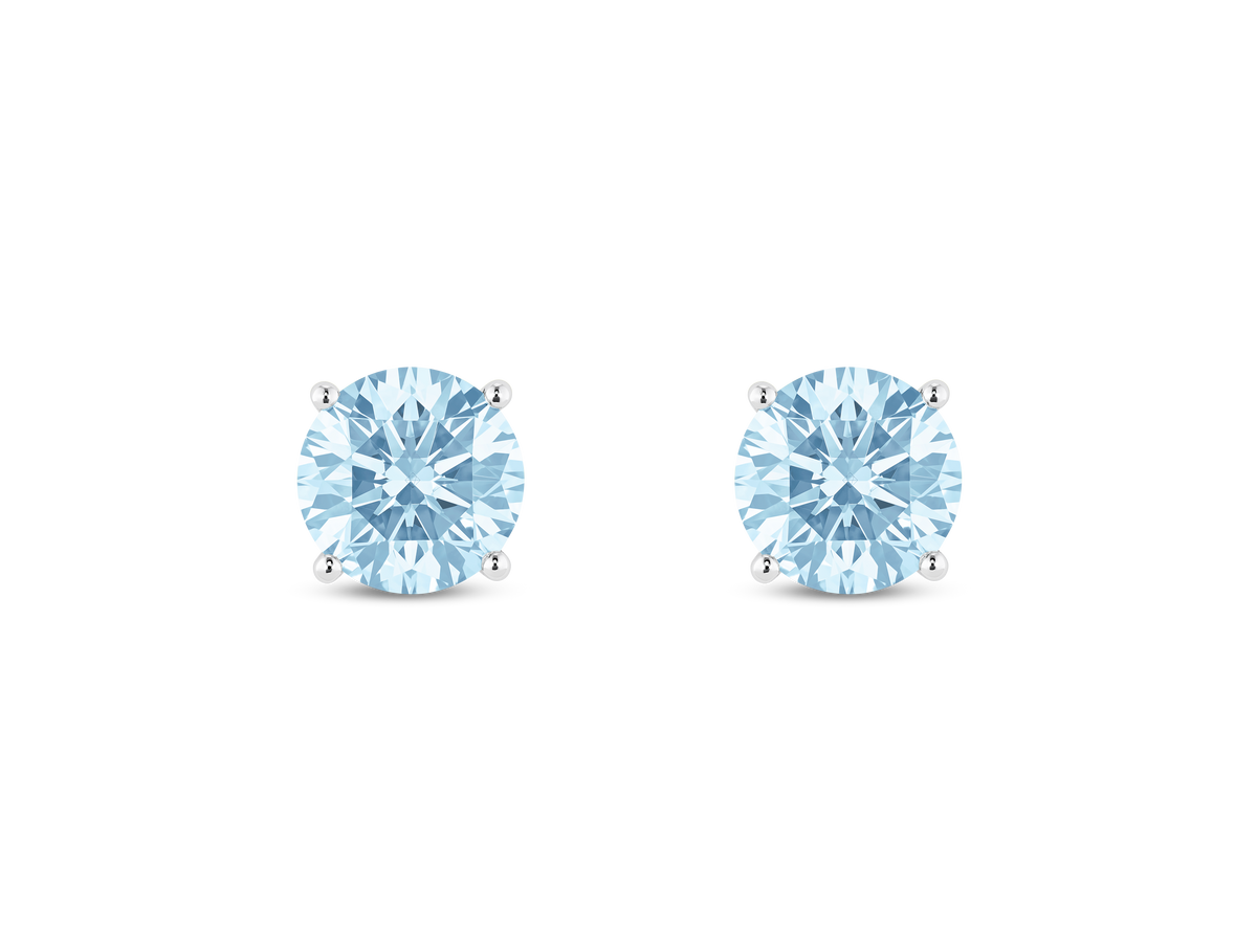 Finest Lab-Grown Diamond 2ct. tw. Round Brilliant Solitaire Studs | Blue