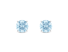 Finest Lab-Grown Diamond 2ct. tw. Round Brilliant Solitaire Studs | Blue