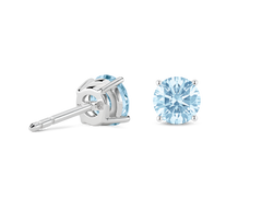 Finest Lab-Grown Diamond 2ct. tw. Round Brilliant Solitaire Studs | Blue