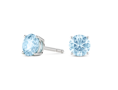 Finest Lab-Grown Diamond 2ct. tw. Round Brilliant Solitaire Studs | Blue