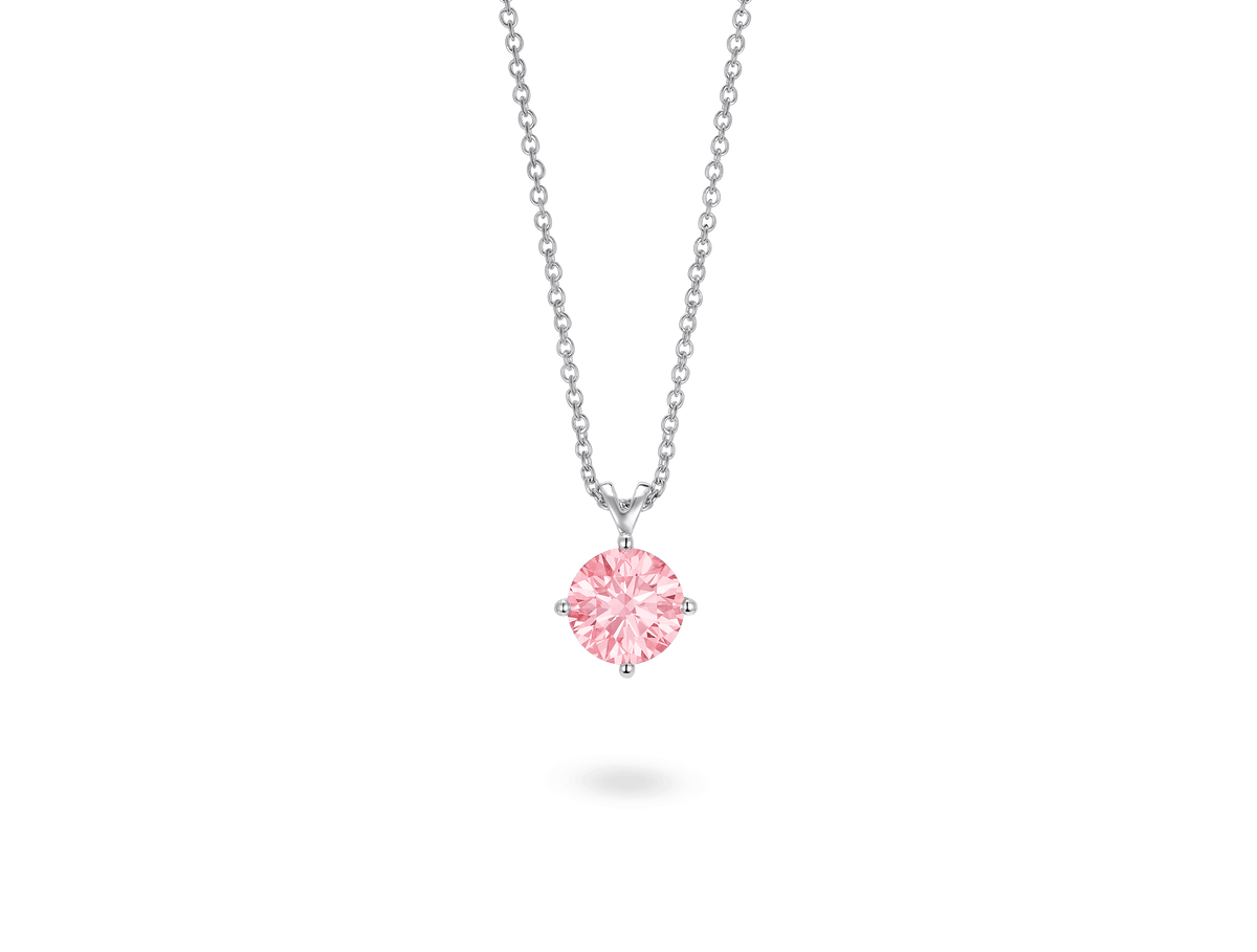 Finest Lab-Grown Diamond 1ct. Round Brilliant Solitaire Pendant | Pink