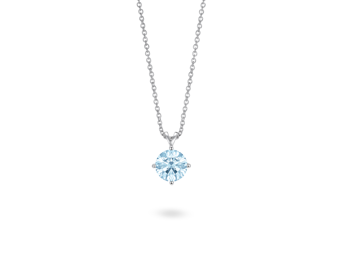 Finest Lab-Grown Diamond 1ct. Round Brilliant Solitaire Pendant | Blue
